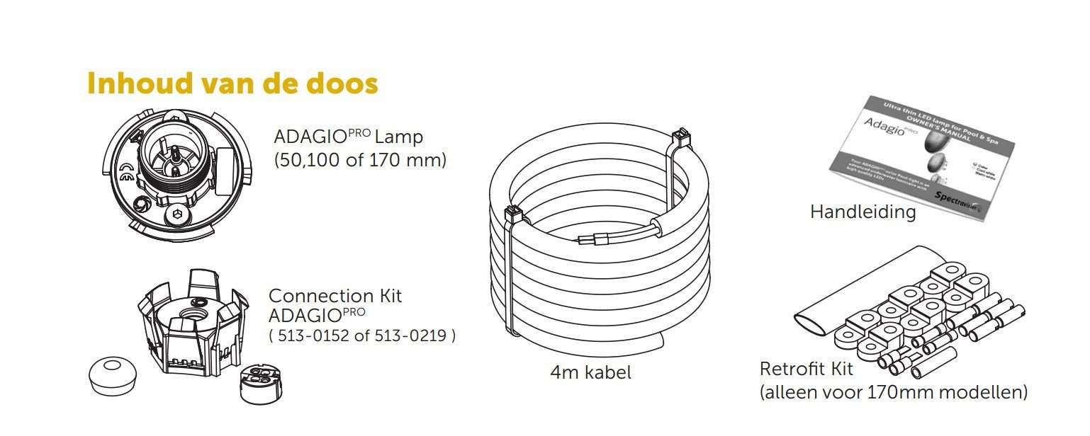 Adagio Pro WARM Weiß, Ø100mm Poolbeleuchtung.