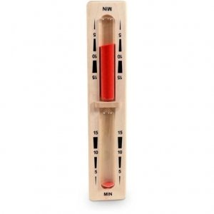 Sauna-Sanduhr mit rotem Sand, 15-Minuten-Timer, ideal für Entspannung und Wellness.