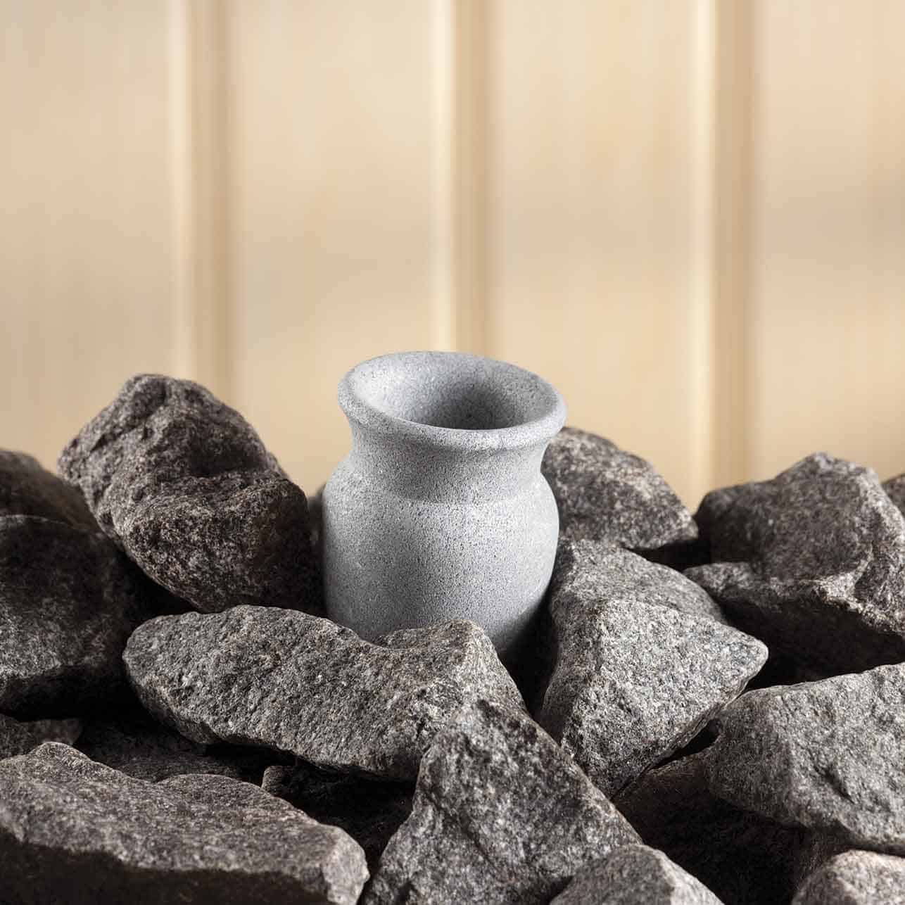 Duftbecher aus Speckstein für die Sauna, ideal für ätherische Öle.