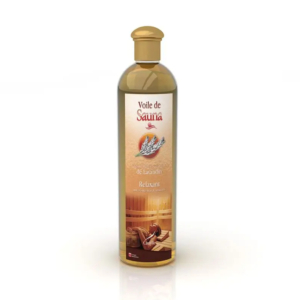 Lavendelduftendes Sauna- und Entspannungsöl in Flasche.