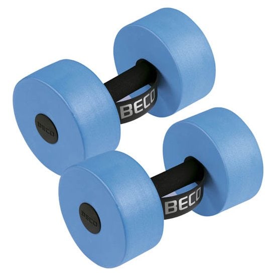 Blaue Beco Aqua-Hanteln für Wassertraining und Fitness.