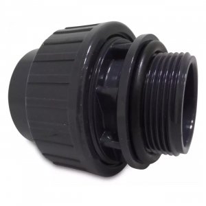 O-Ring-Kupplung 50mm für Poolinstallationen, geeignet für Außengewinde und 10 bar Druck.