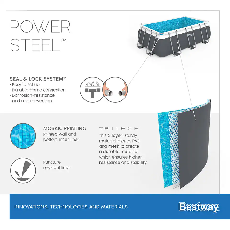 Bestway Power Steel Pool 404x201x100 cm mit Filterpumpe und Zubehör.