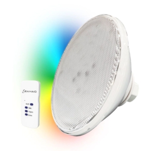 LED-RGB-Poolleuchte mit Fernbedienung und Eco-Proof-Schutz.