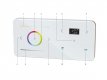 Touchscreen-Bedienfeld für RGB-Beleuchtung und Temperaturregelung.