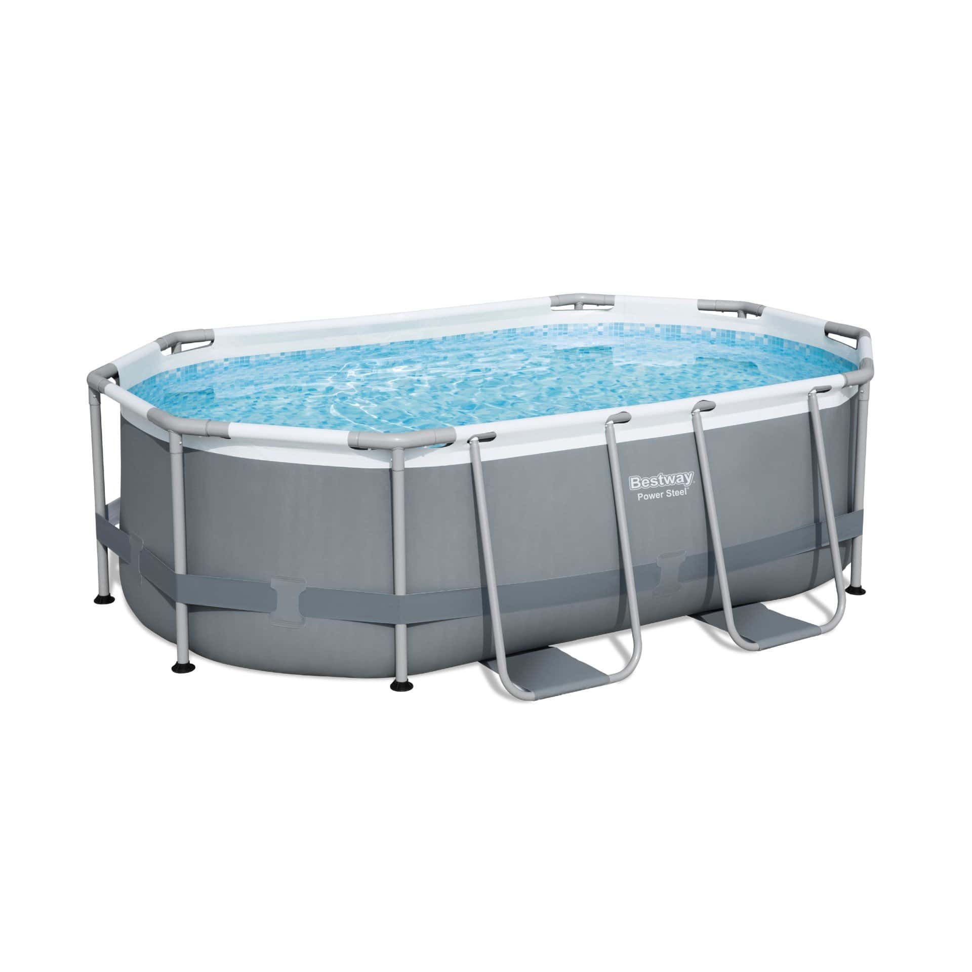 Bestway Power Steel Oval-Pool - 305 x 200 x 84 cm - mit Filterpumpe und Zubehör