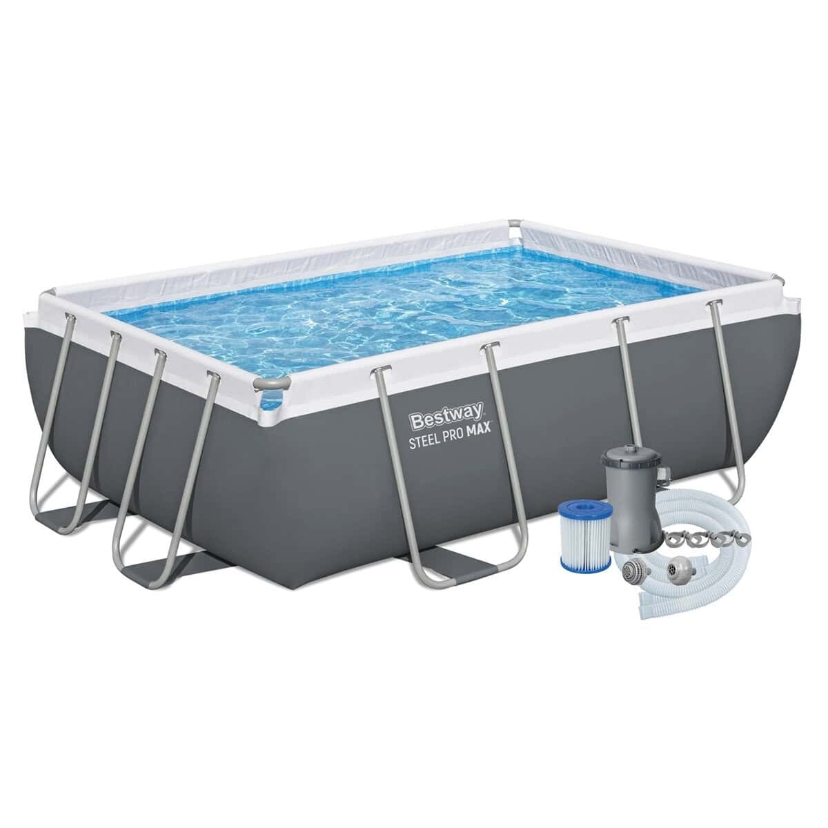 Bestway Power Steel Pool - 282 x 196 x 84 cm - mit Filterpumpe und Zubehör