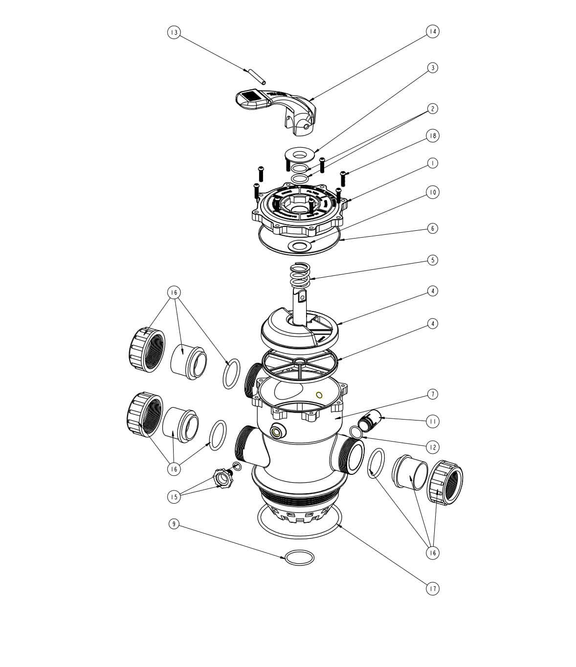 Waterco Rotor mit Spider für Poolpumpen, Teilenummer 6214582.
