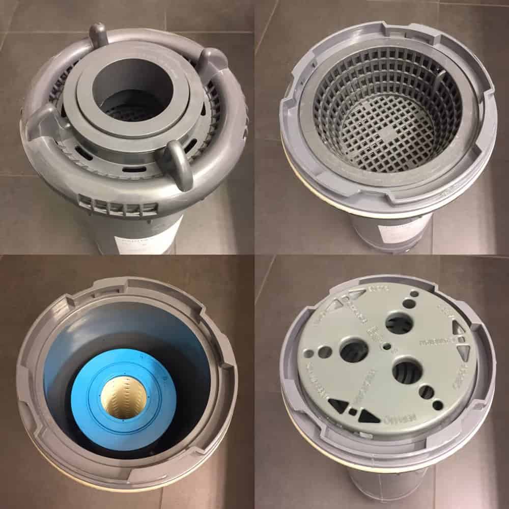 Alternative Filterkartusche für Poolfilter, weiß, mit Löchern für optimale Filtration.