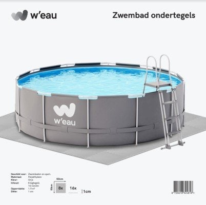 Pool-Unterlegplatten grau für unter Pool, Set von 8 Stück von 50x50x1 cm.