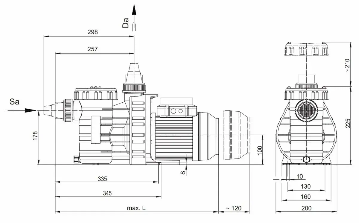 Variable Poolpumpe für effiziente Wasserzirkulation und Energieeinsparung.