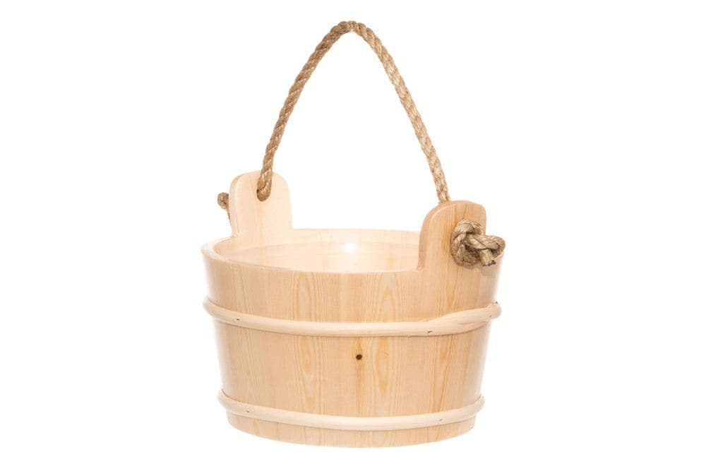 Sauna-Eimer aus Holz mit Seilgriff zum Befüllen der Sauna, aus Fichtenholz für ein authentisches