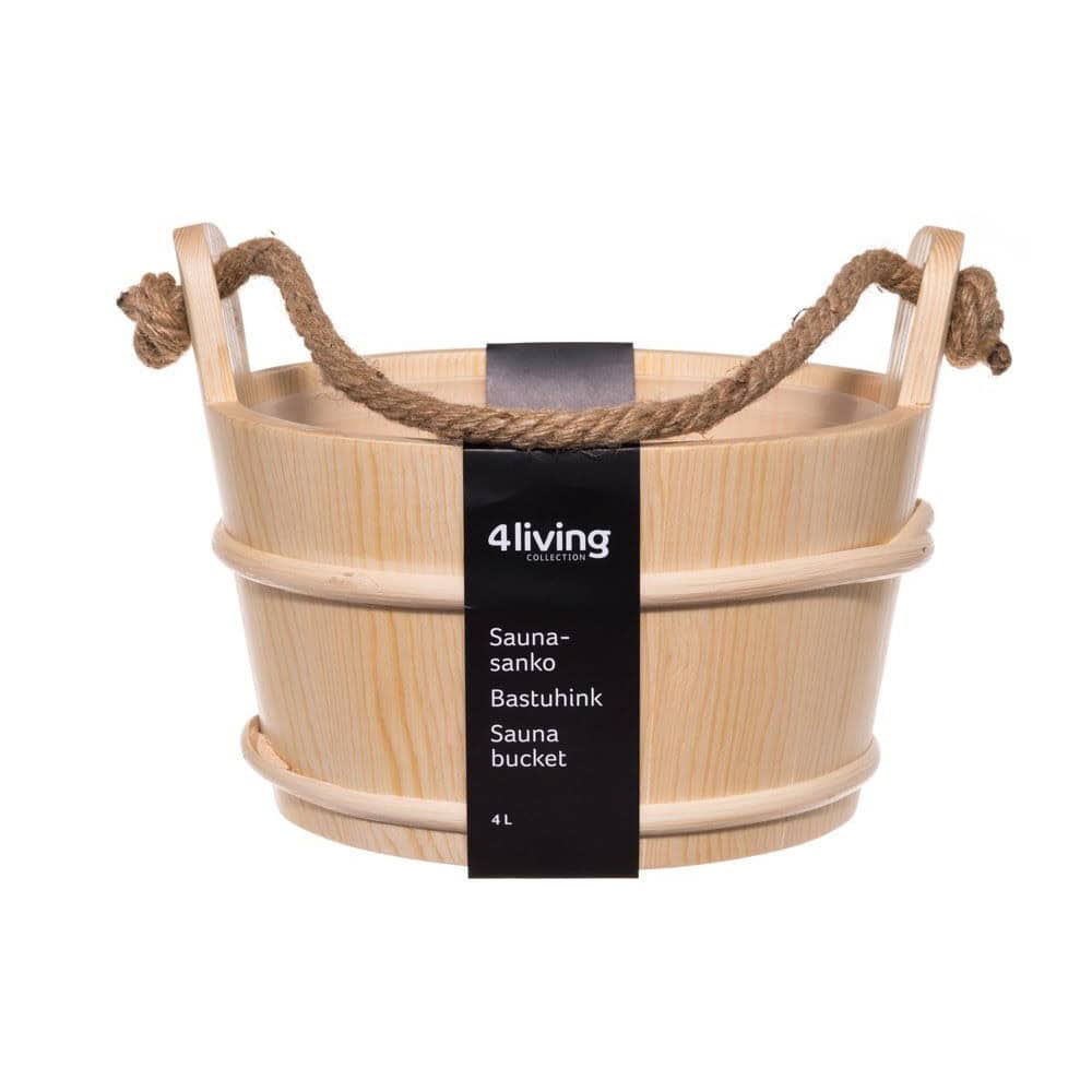 Holz-Sauna-Eimer mit Seilgriff für Entspannung und Wellness.