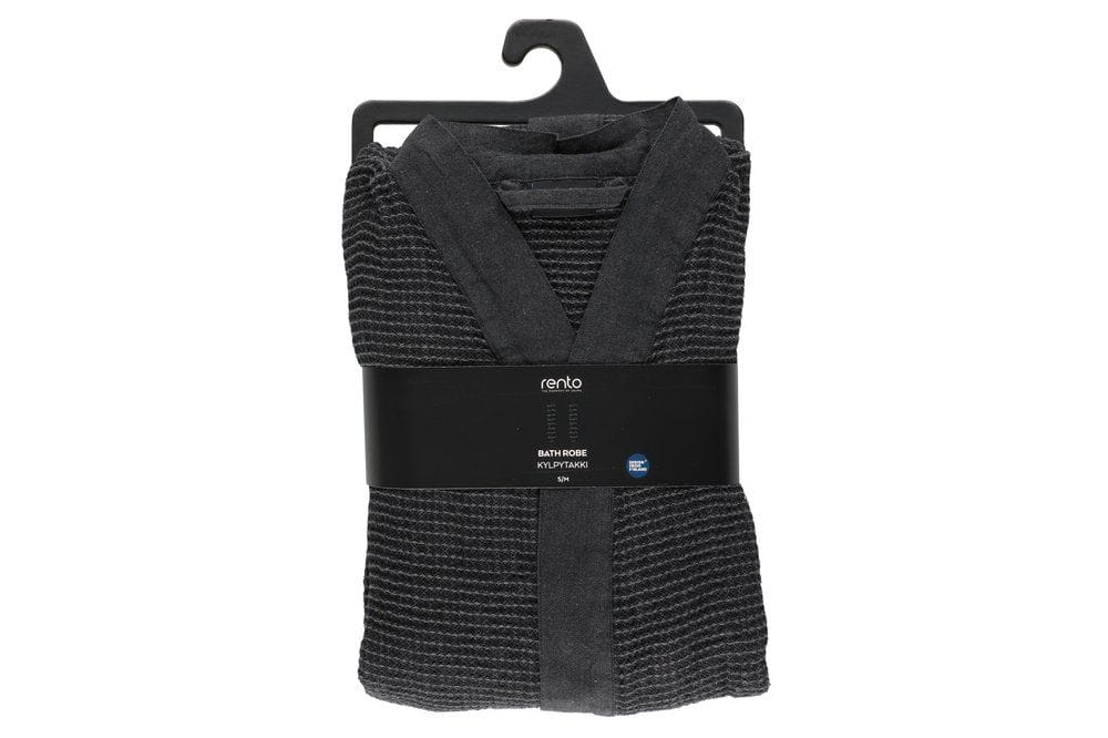 Bademantel Rento Kenno in Schwarz und Grau, komfortabel und weich für eine luxuriöse Badezimmerroutine.