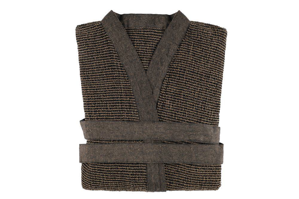 Bademantel von Rento Kenno in XXL, schwarz und beige, perfekt für Komfort und Wärme.