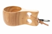 Camping-Becher aus Holz mit Clip, ideal für Outdoor-Aktivitäten und Camping.