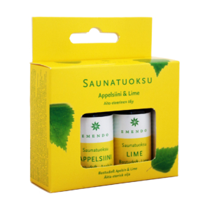 Emendo Sauna-Düfte-Set mit Orange und Limette, 2 x 10 ml für ein frisches Aromatherapie-Erlebnis.