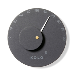 Schwarzes KOLO Sauna-Hygrometer zur Feuchtigkeitsmessung.