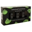 Sauna-Duft-Set mit Sisu, Tall und Salmiac für ein entspannendes Sauna-Erlebnis.