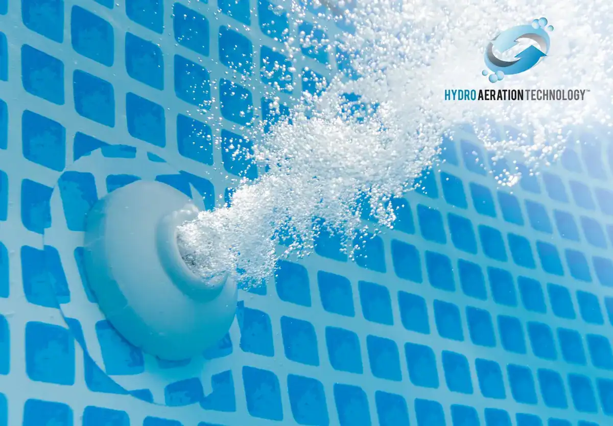 Intex Graphite Grey Pool mit Sandfilterpumpe und Zubehör.