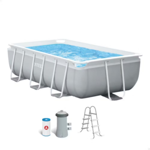 Intex Prism Frame Pool mit 400x200x100 cm mit Filterpumpe und Leiter für sommerlichen Spaß.