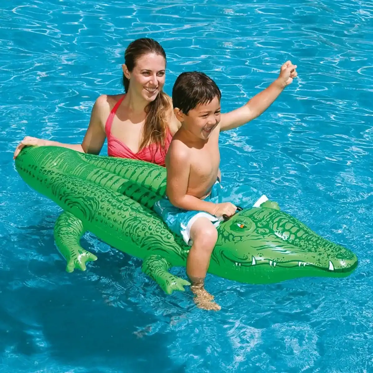 Intex Krokodil aufblasbares Boot für Kinder, geeignet für den Pool oder das Wasser.