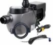 Filterpumpe für Poolwasser mit Anschlüssen und Kabeln.