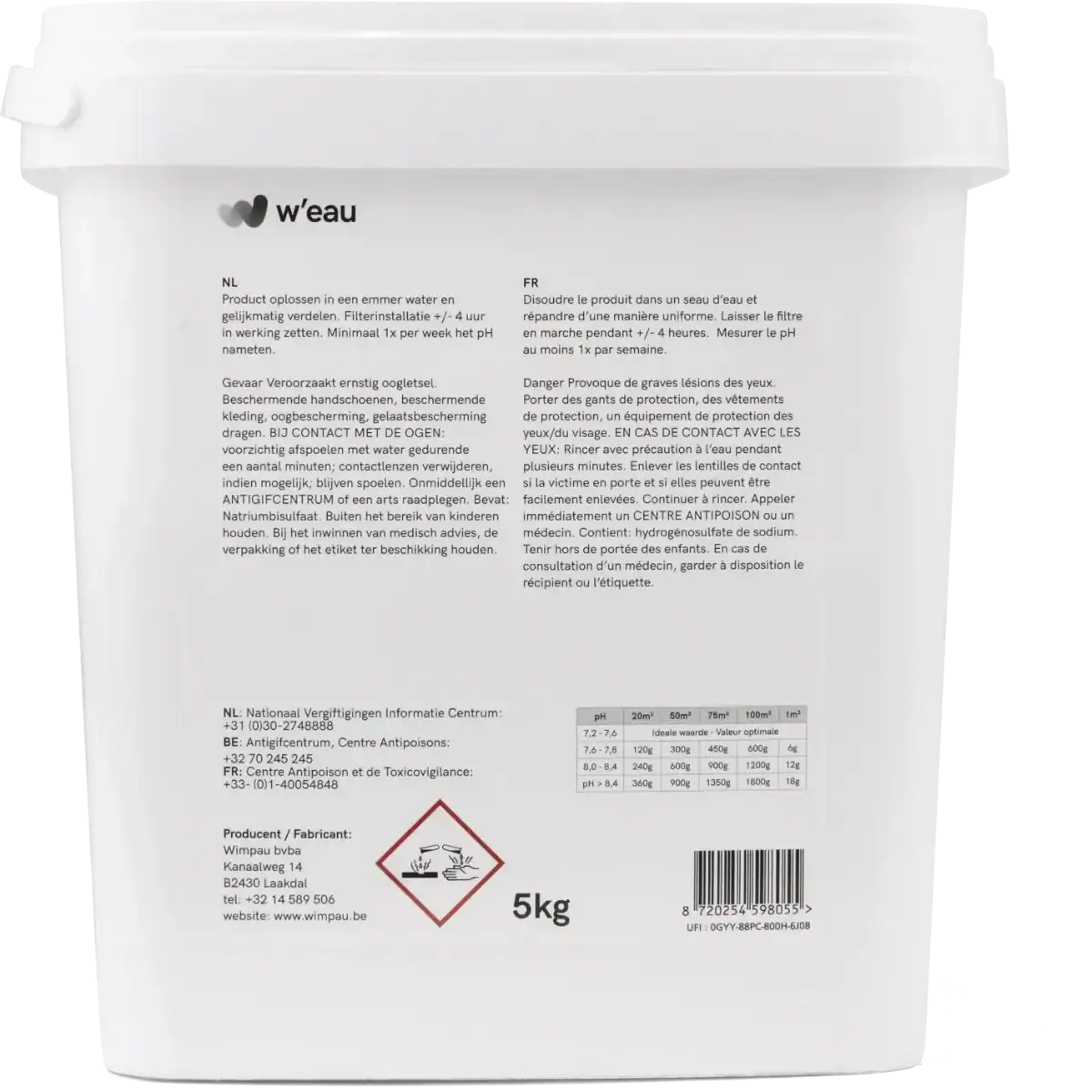 pH-senkendes Pulver für Pool, 5kg, geeignet für Wasserbalance.