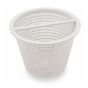 Weißer Poolfilterkorb für Wasserfilter und Reinigung.