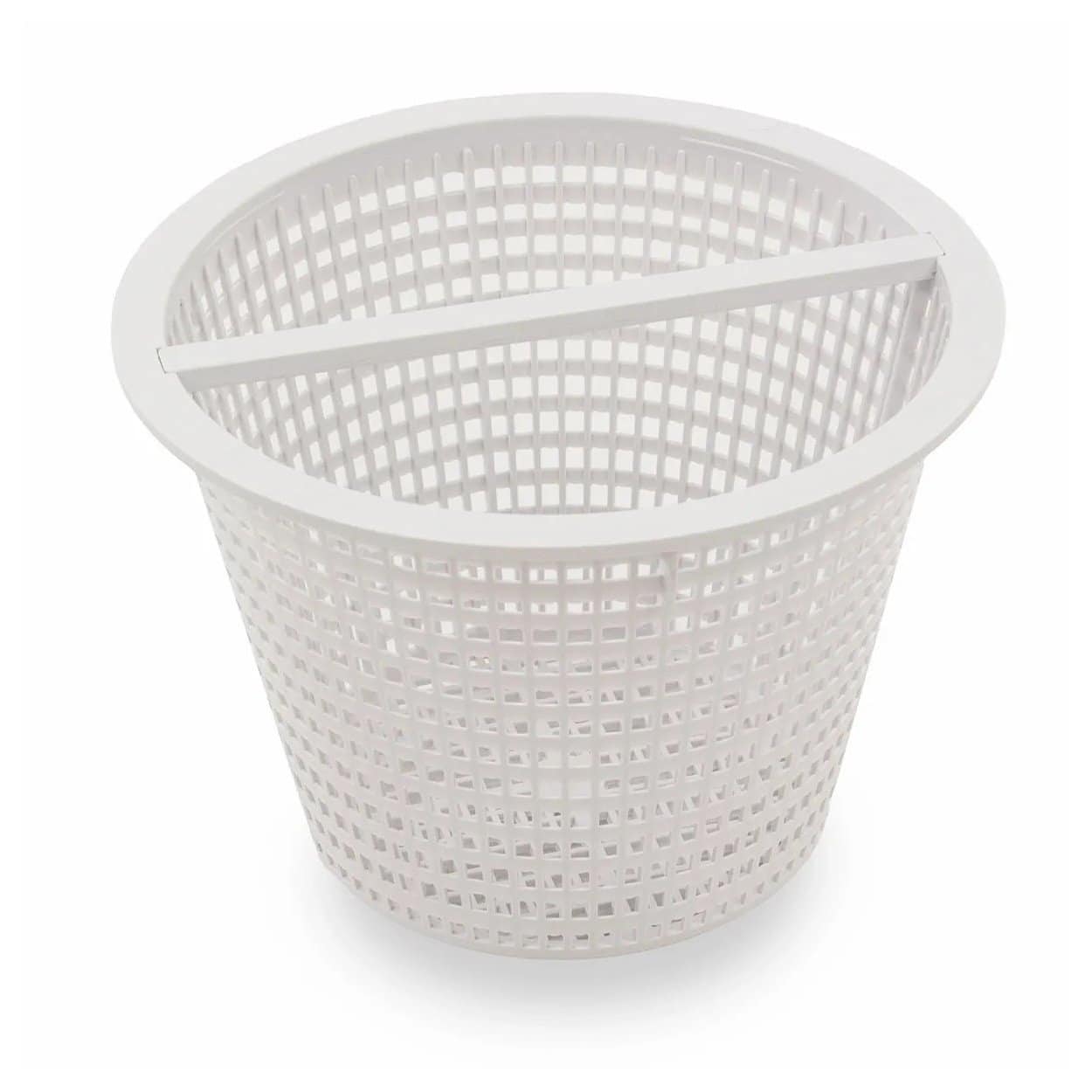 Weißer Poolfilterkorb für Wasserfilter und Reinigung.