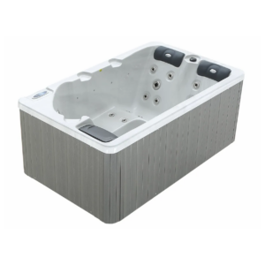3-Personen W’eau Hudson Spa mit Massagedüsen und Bedienfeld.