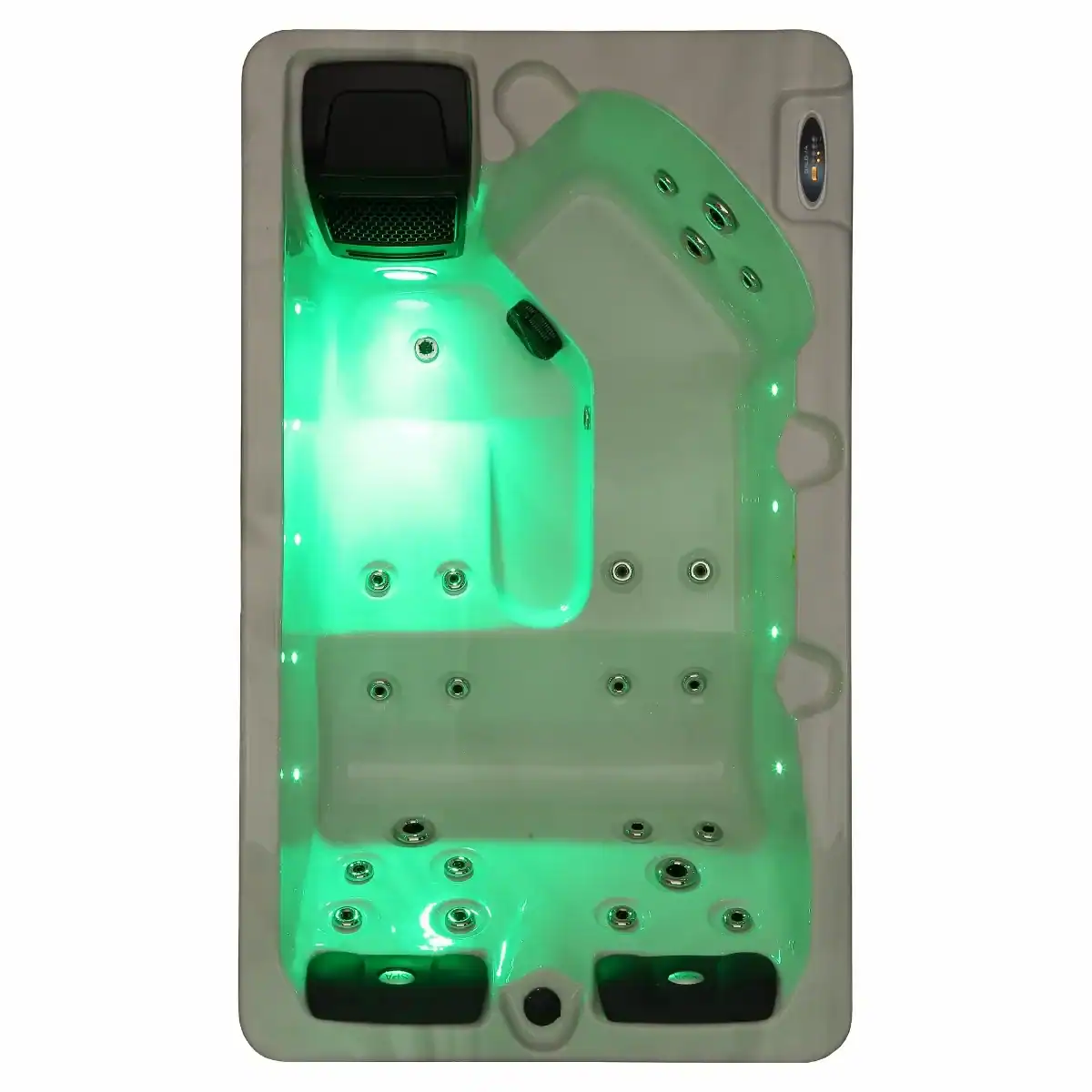 Luxuriöser 3-Personen-Spa mit LED-Beleuchtung und Massagedüsen.