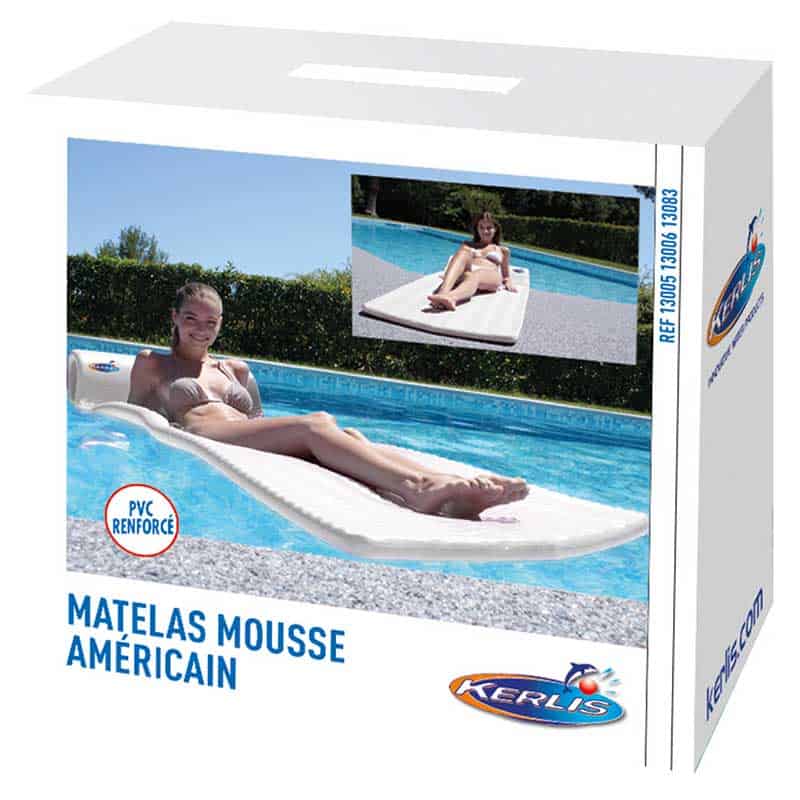 Schwimmmatratze Schaumstoffmatratze blau für komfortables Entspannen im Pool.