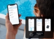 Smartphone mit Pool-Reinigungs-App und Steuerungsbildschirm.