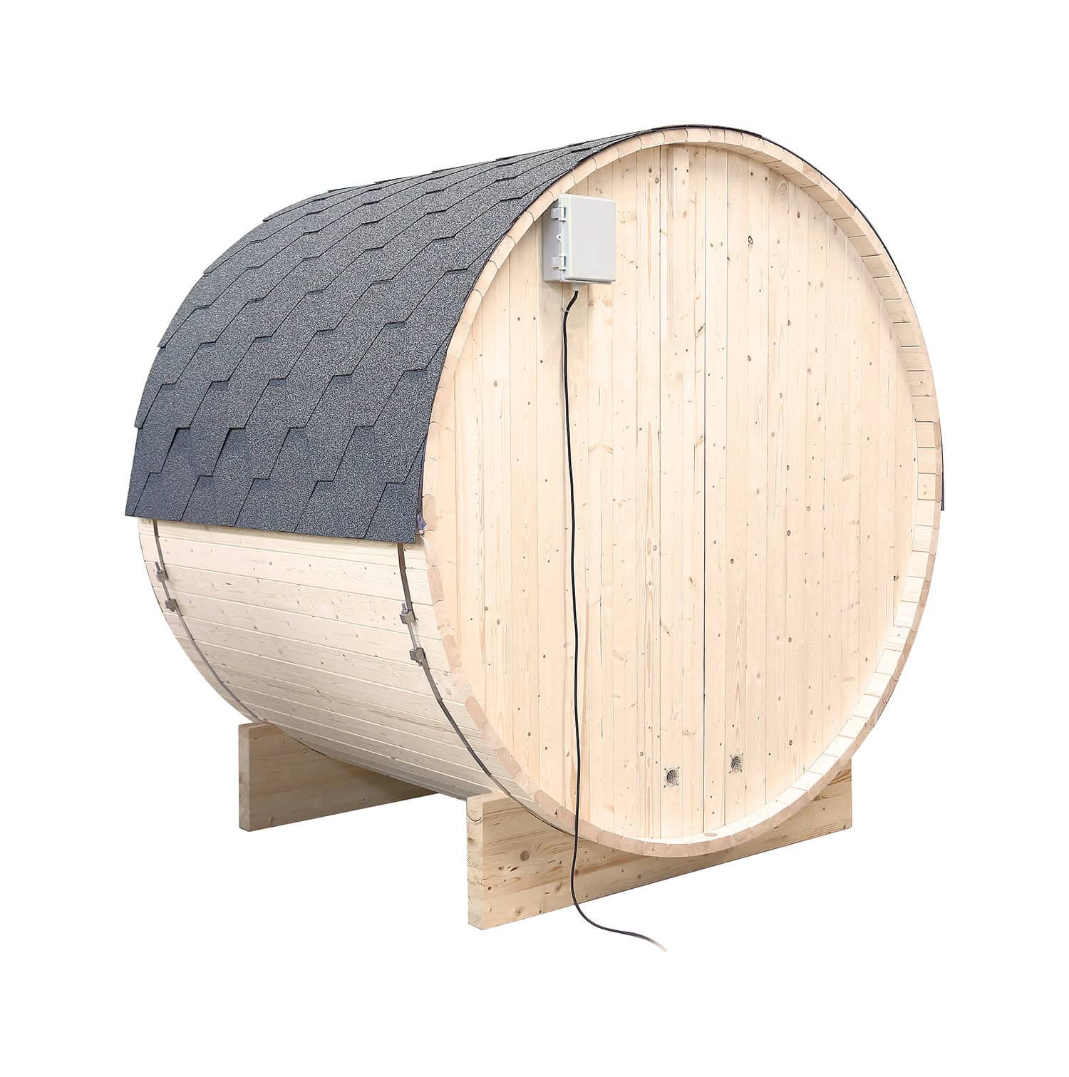 Luxuriöse kompakte Außensauna von Holl's Sauna Gaïa Bella mit Zubehör, ideal zur Entspannung im.