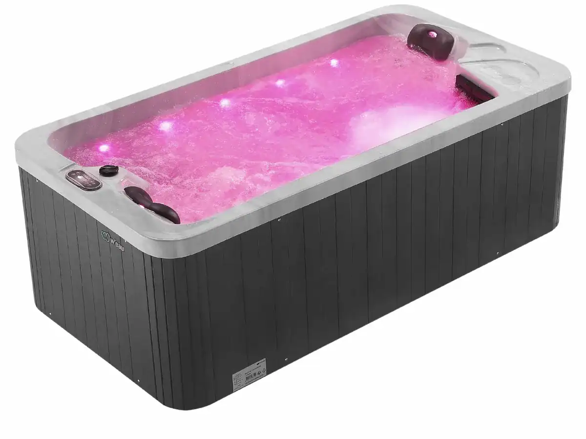 Luxuriöse 2-Personen-Spa mit beleuchteten Wasserjets und Entspannungsfunktion.