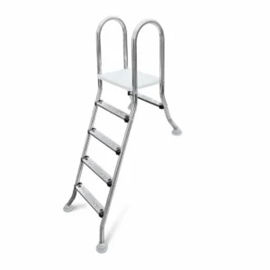 Edelstahl-Pooltreppe mit 4 Stufen und A-Rahmen-Design für einen sicheren Zugang.