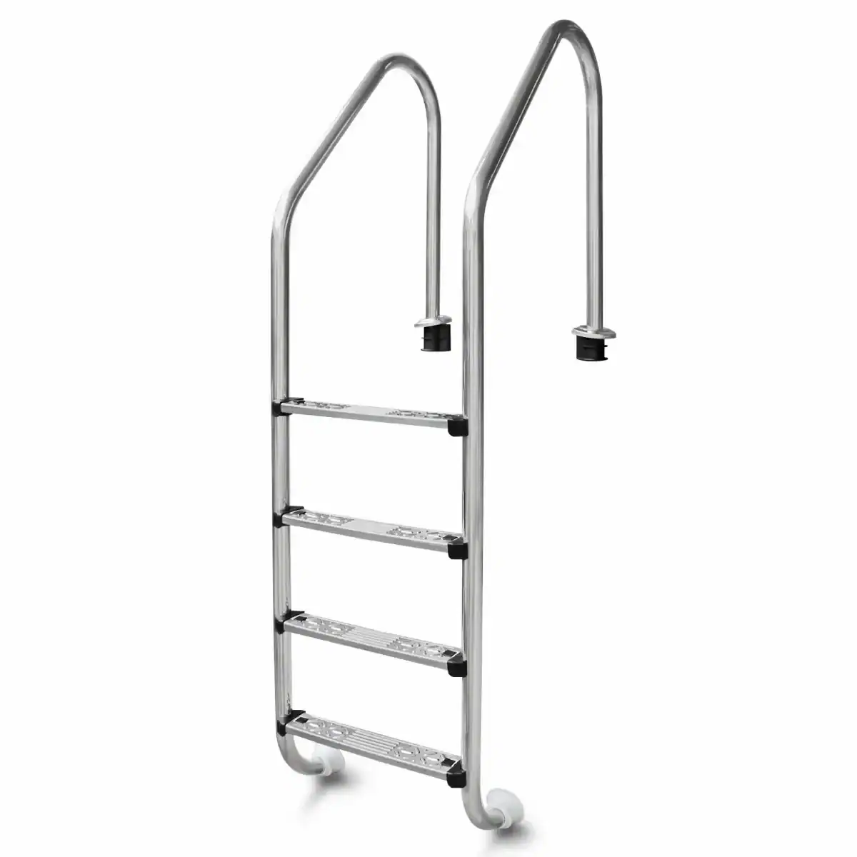 Edelstahl Pooltreppe mit 4 Stufen für sicheren Zugang zum Pool.