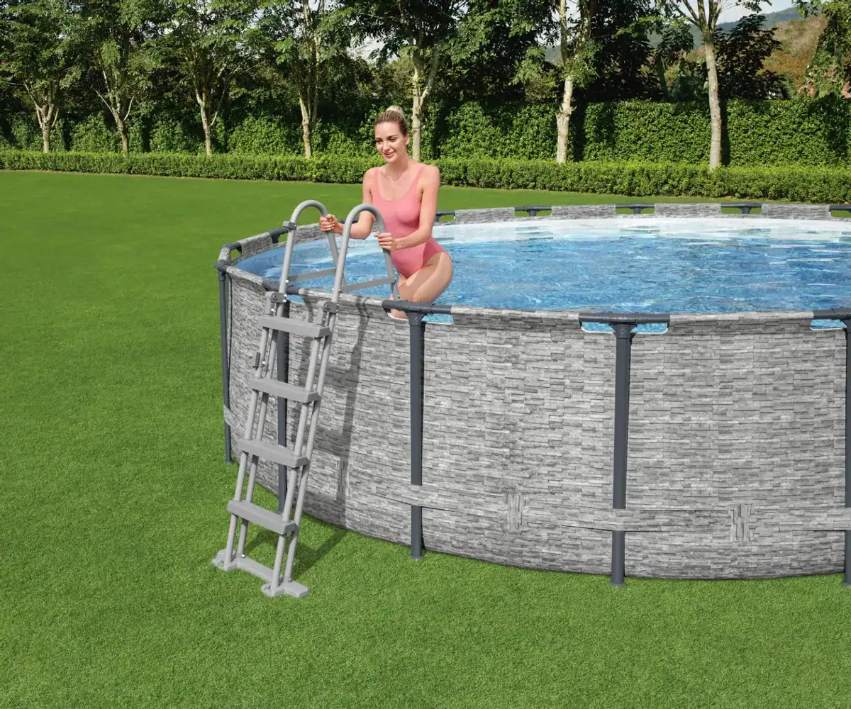 Poolleiter mit abnehmbaren Stufen für sicheres Ein- und Aussteigen. Geeignet für Bestway Pools, Hö.