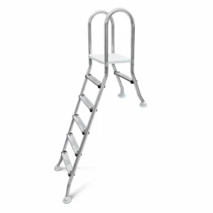 Edelstahl-Pooltreppe mit 5 Stufen und A-Rahmen-Design für sicheren Zugang.
