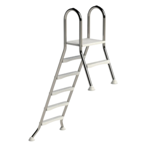 Edelstahl-Pooltreppe mit 5 Stufen für einen sicheren Zugang zum Pool.