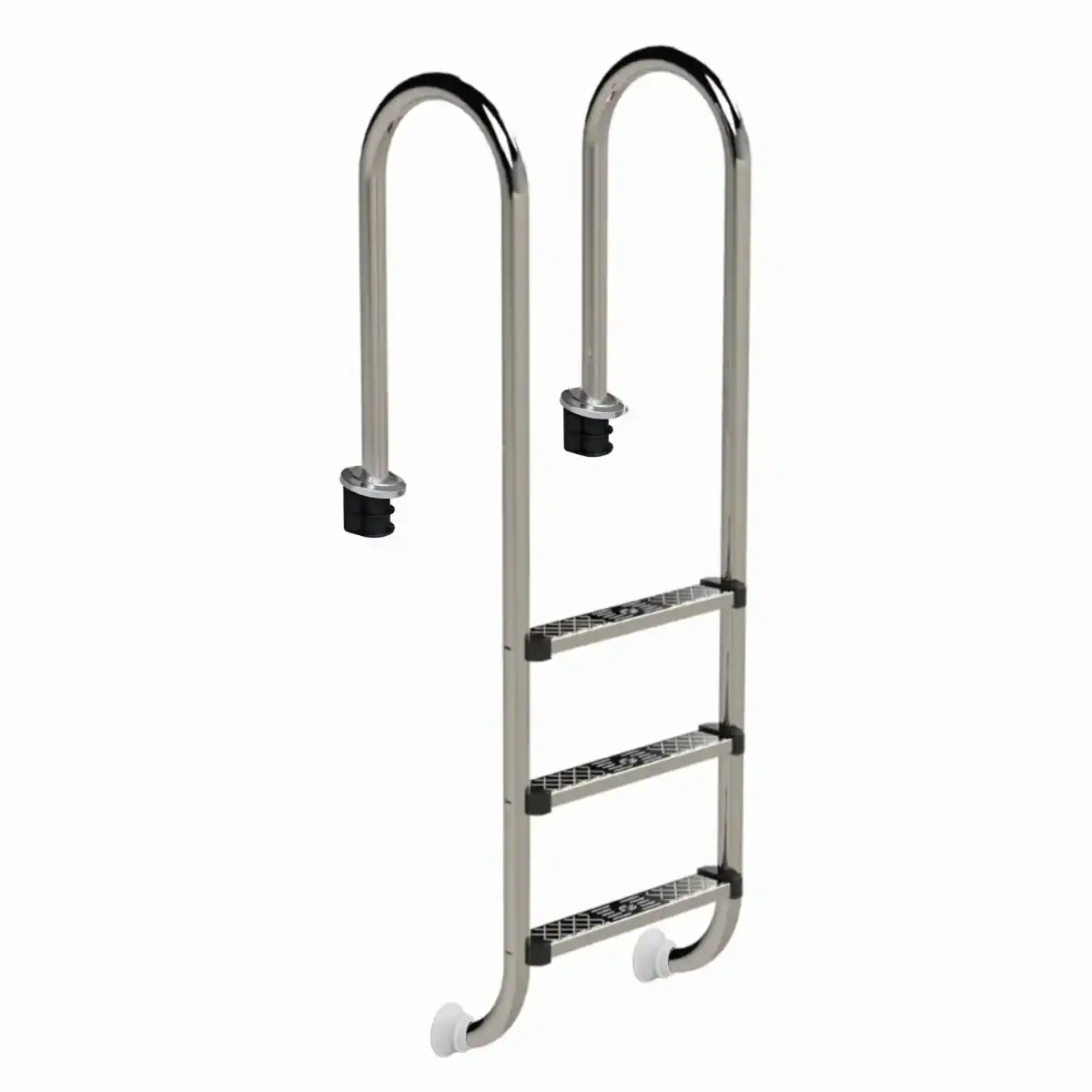 Edelstahl Pooltreppe mit 4 Stufen für sicheren Zugang zum Pool.