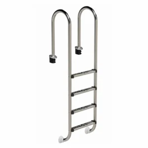 Edelstahl Pooltreppe mit 4 Stufen für sicheren Zugang zum Pool.