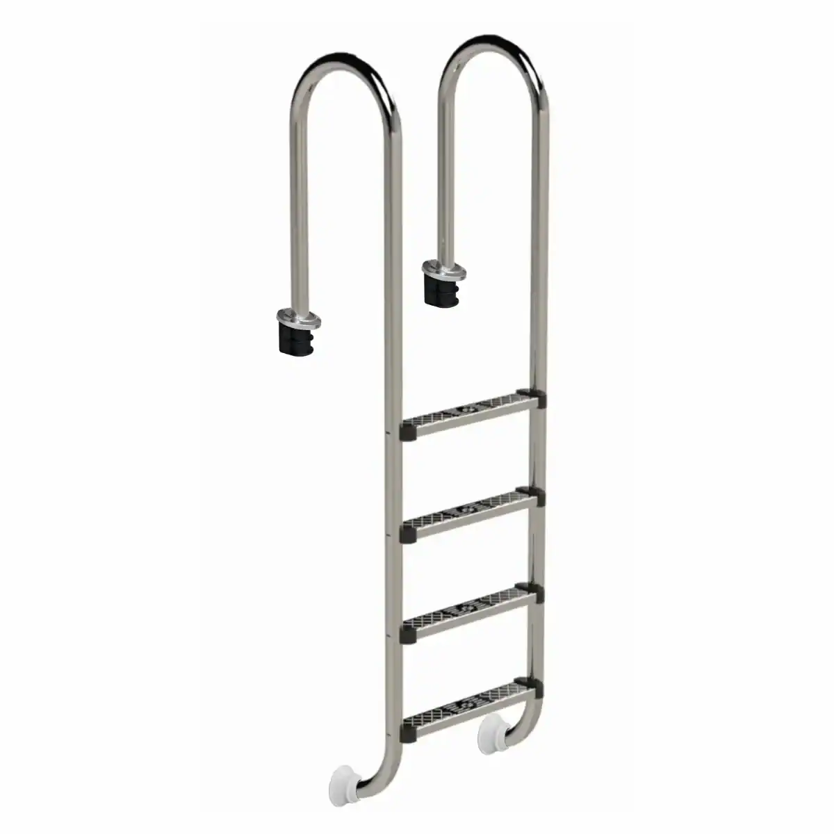 Edelstahl Pooltreppe mit 4 Stufen für sicheren Zugang zum Pool.