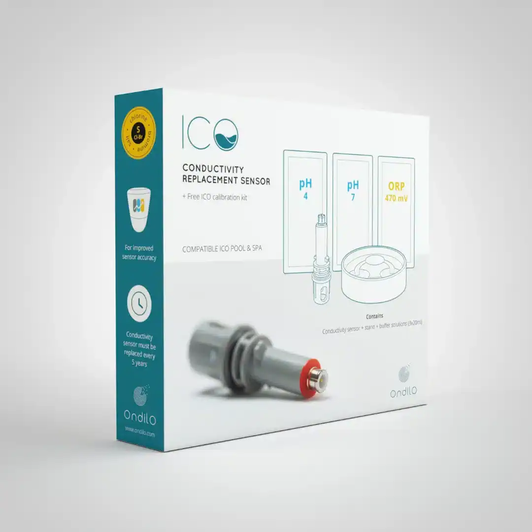 ICO Leitfähigkeitssensor für Pools und Spas, ersetzt alte Sensoren und verbessert die Wasserqualität.