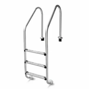 Edelstahl-Pooltreppe mit 3 Stufen für einen sicheren Zugang zum Pool.