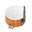 PolarSpa Elite 220 Hot Tub mit integriertem Ofen und Holzaußenverkleidung.