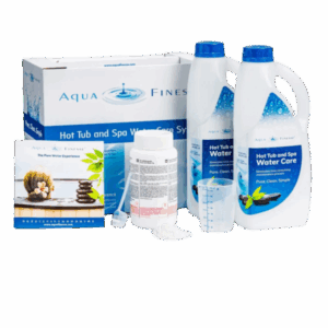 Wasserpflege-Set für Pool und Spa, inklusive Chemikalien und Messgeräten.
