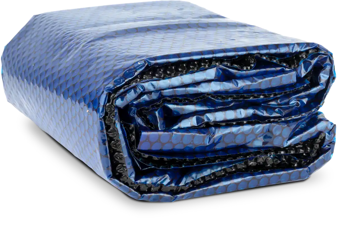 Schwarz/blaue Solarabdeckung für Pool, 600/610 cm rund.