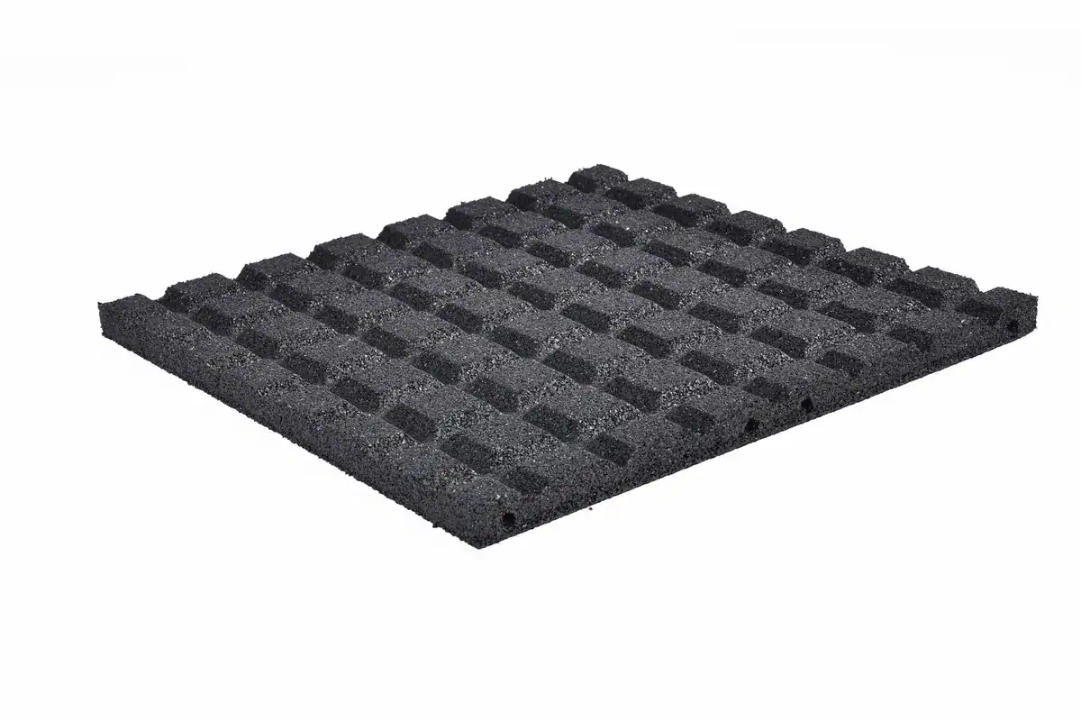 Schwarze Gummi-Bodenplatten für Spas und Pools, 2x2 Meter.